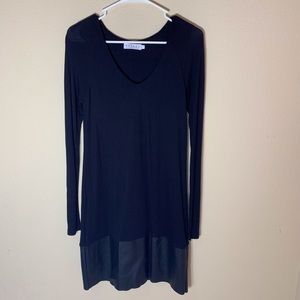 Velvet by Graham & Spencer Faux Leather Trim Dress